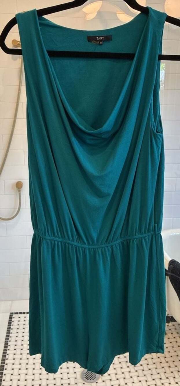 Tart Collections Teal Green Cowl Neck Sleeveless Romper Size M